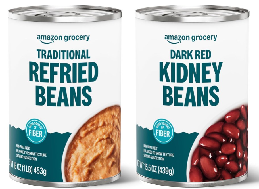 cans of refried and kidney beans