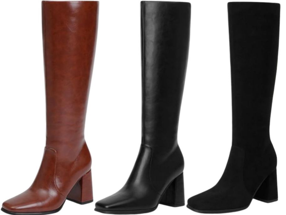 3 pairs of women's knee high boots