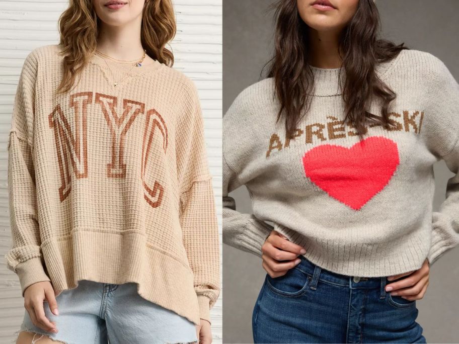 two women wearing American Eagle Tops