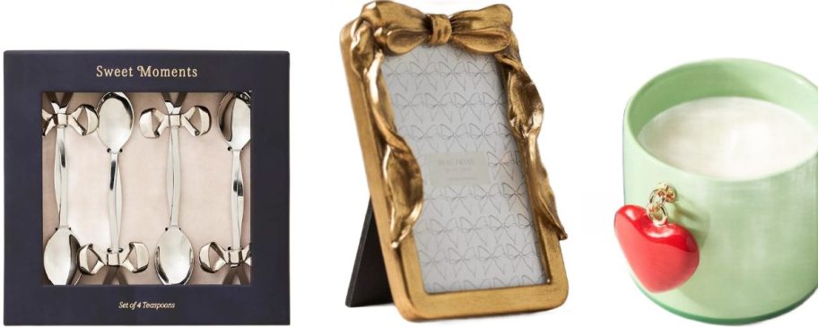Stock images of Anthropologie spoons, picture frame and candle