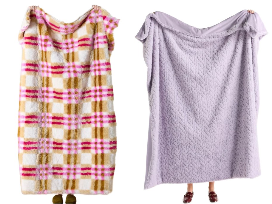 Stock images of two Anthropologie throw blankets