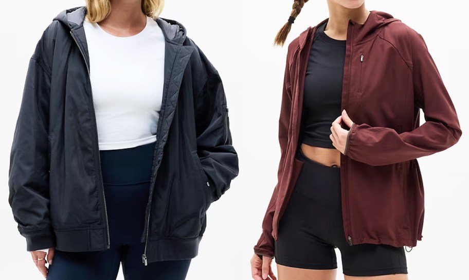 women in navy blue and maroon jackets