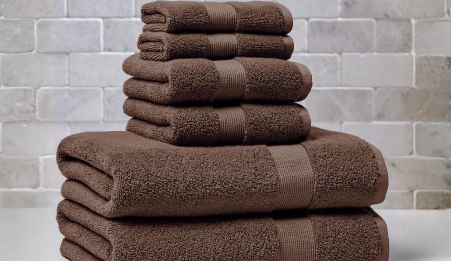 a 6 piece towels set in brown