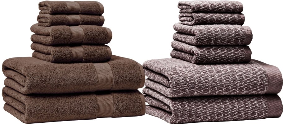 two 6 piece bath towel sets