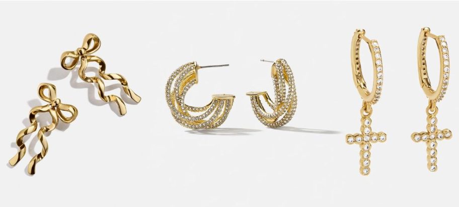 Stock images of 3 sets of Baublebar earrings