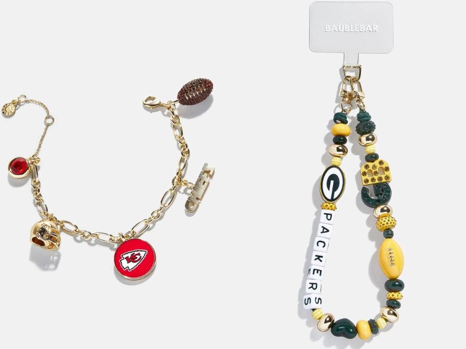 Stock images of Baublebar NFL Charm Bracelet and Phone Charm