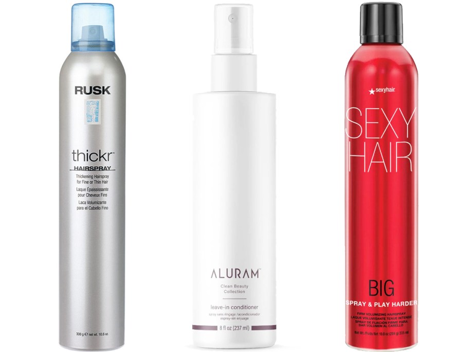 rusk, aluram, and sexy hair sprays