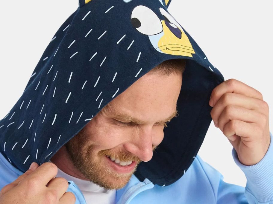 Man wearing a Bluey Cosplay Hoodie