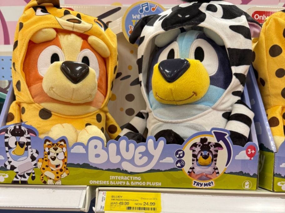 Bluey Siblings Interactive Plush on store shelf