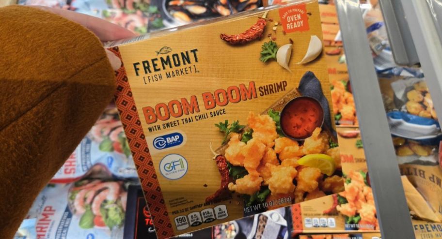 hand holding boom boom shrimp