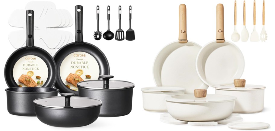 black and white carote cookware sets