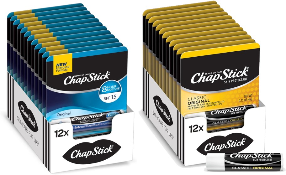 12-pack boxes of ChapStick lip balms