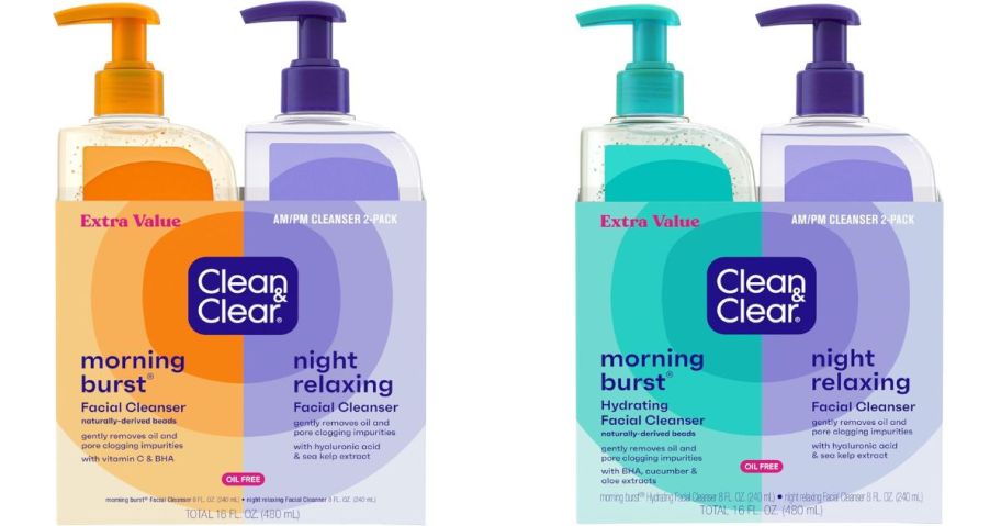Stock images of two Clean & Clear Facial Cleanser 2-packs
