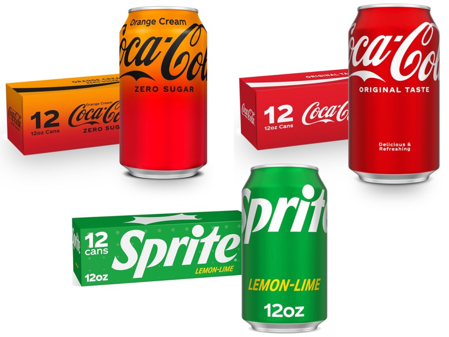 Coca-Cola Orange Cream Zero, Sprite, Coca-Cola 12oz Cans 12-Packs