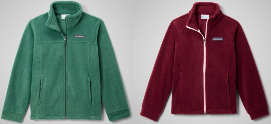 green and maroon Columbia Fleece Jackets