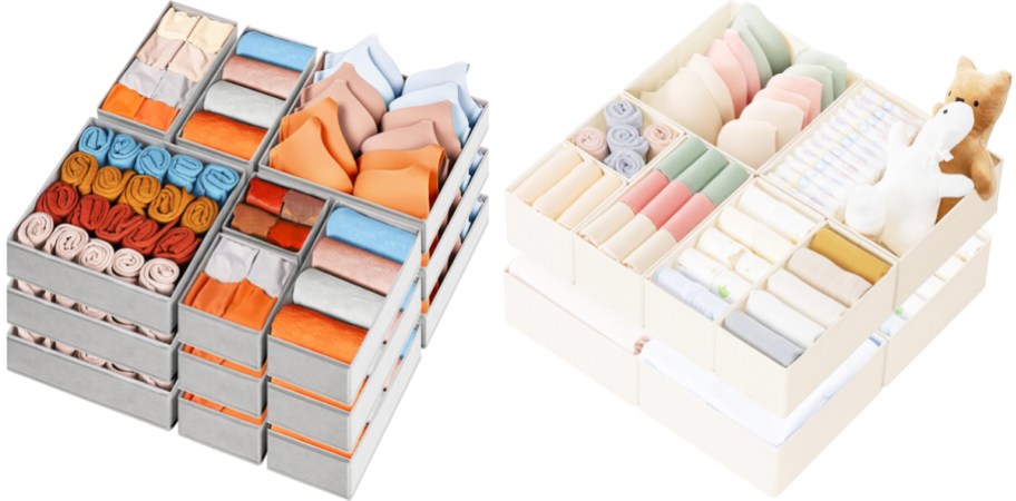 two sets of fabric storage bins