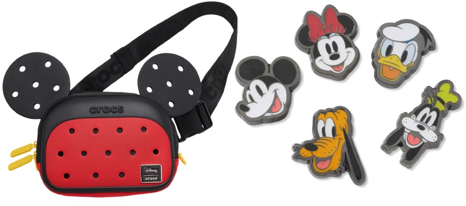 Crocs Disney Mickey Mouse Classic Belt Bag and Mickey & Friends Elevated Jibbitz 5-Pack