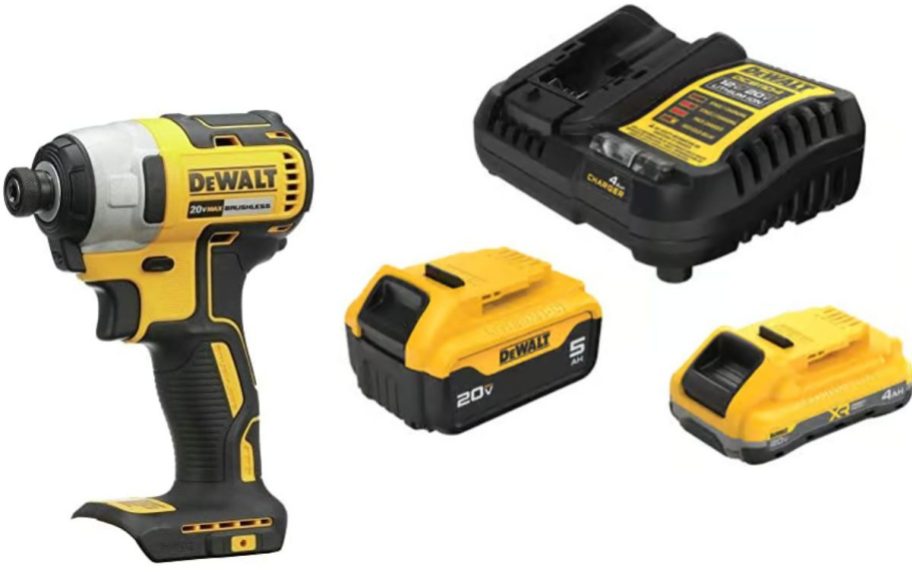 Stock images of a DeWalt Impact Wrench and Lithium Ion Batery Starter Kit