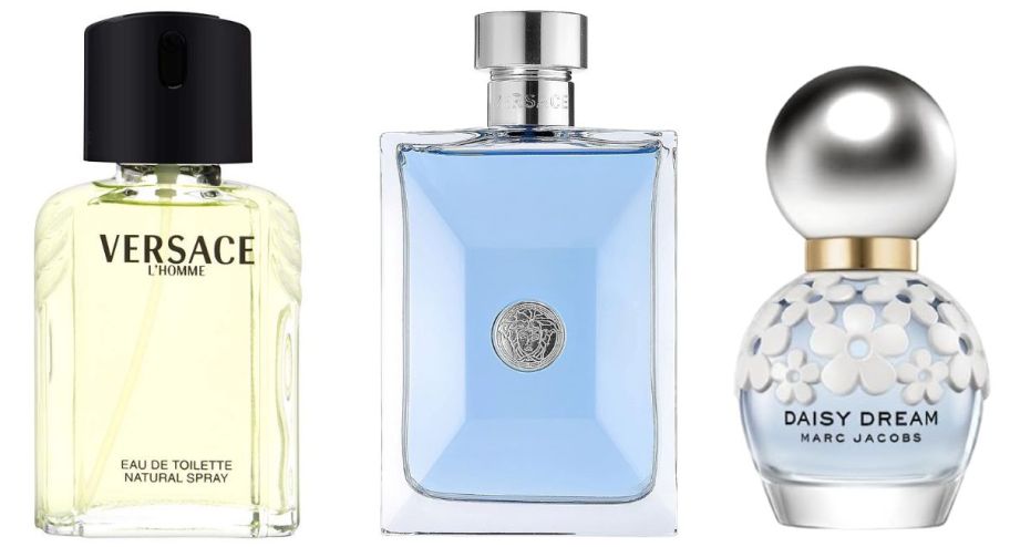 stock image of three different desigenr perfumes