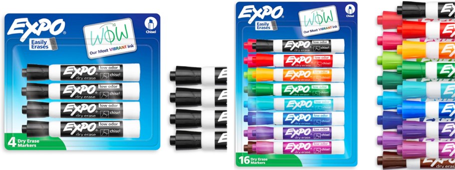 packs of black and multi-color dry erase markers