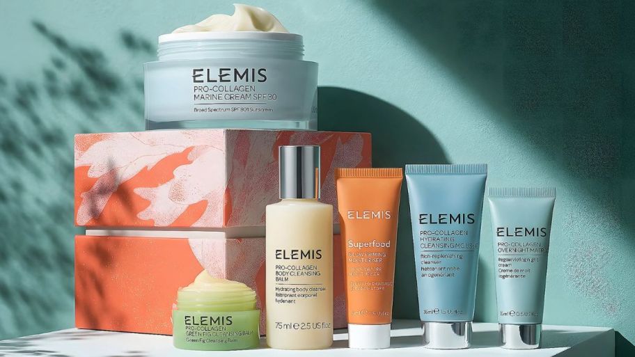 Elemis set displayed on top of the table