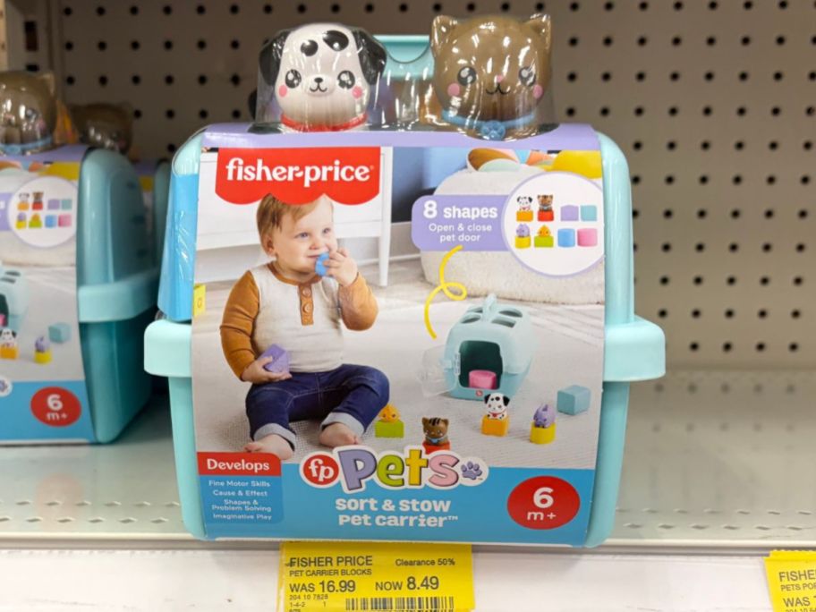 Fisher-Price Busy Blocks Pet Carrier on store shelf