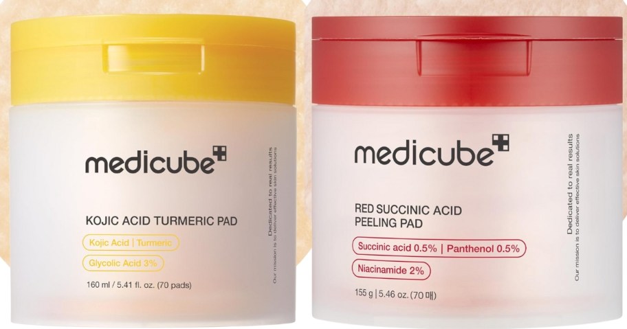 two containers of Medicube pore cleansing wipes