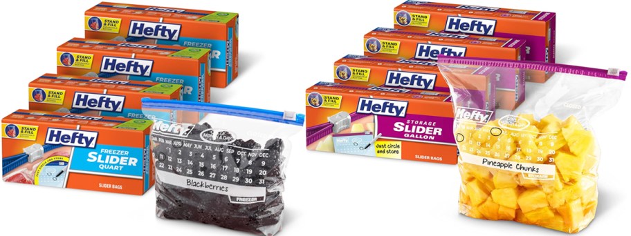 8 boxes of Hefty Slider bags