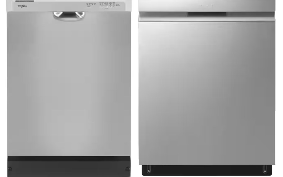 two stainless steel dishwashers