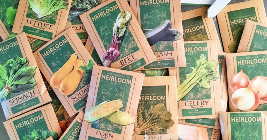 multiple packs of vegetable seeds