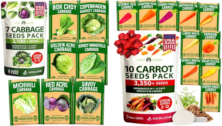 varieties of cabbage and carrot seeds