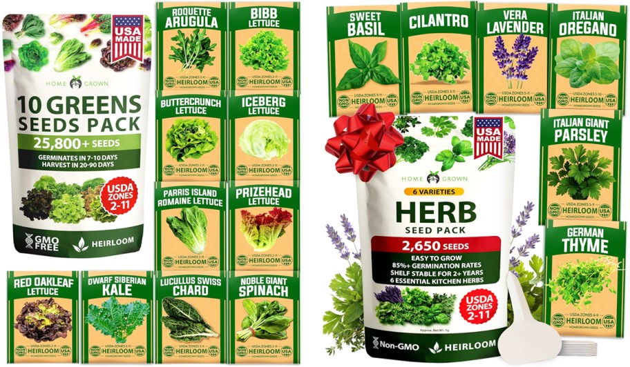varieties of lettuce and herb seeds