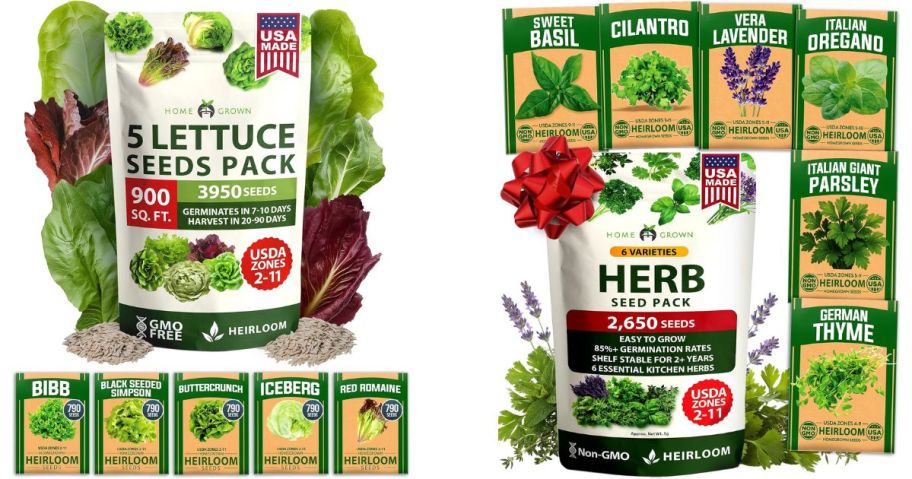 Stock images of Home Grown Lettuce and Herb Seed Packs