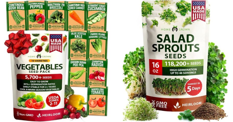 Stock images of Home Grown Heirloom Vegetable and Microgreen Seed Packs