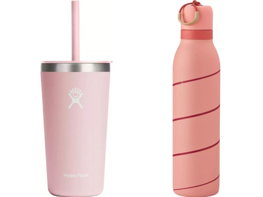 Stock images of a Hydro Flask and Owala Tumbler