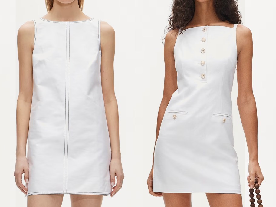 J.Crew Contrast-Stitch Billie Dress in Double Cotton Poplin and Mini Sheath Dress in Gramercy Linen Blend
