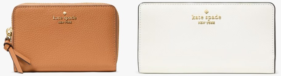 tan and white wallets