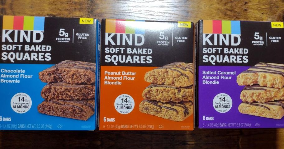 3 boxes of KIND soft baked sqaures