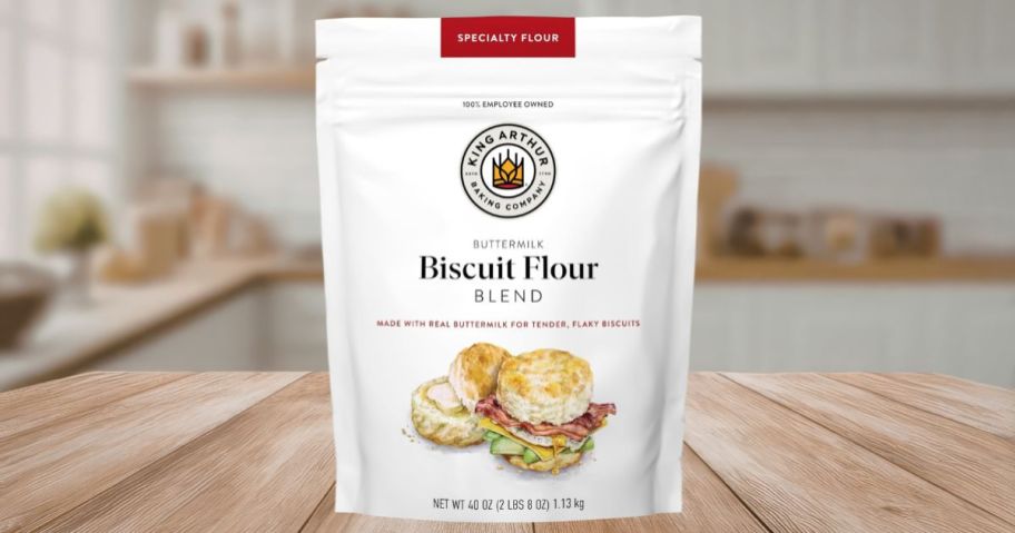 King Arthur Buttermilk Biscuit Flour Blend 40oz on kitchen counter