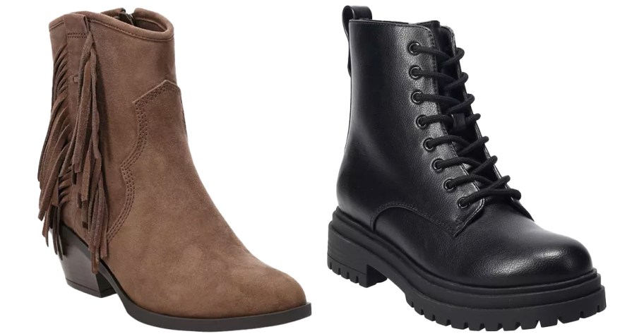 brown and black pairs of boots