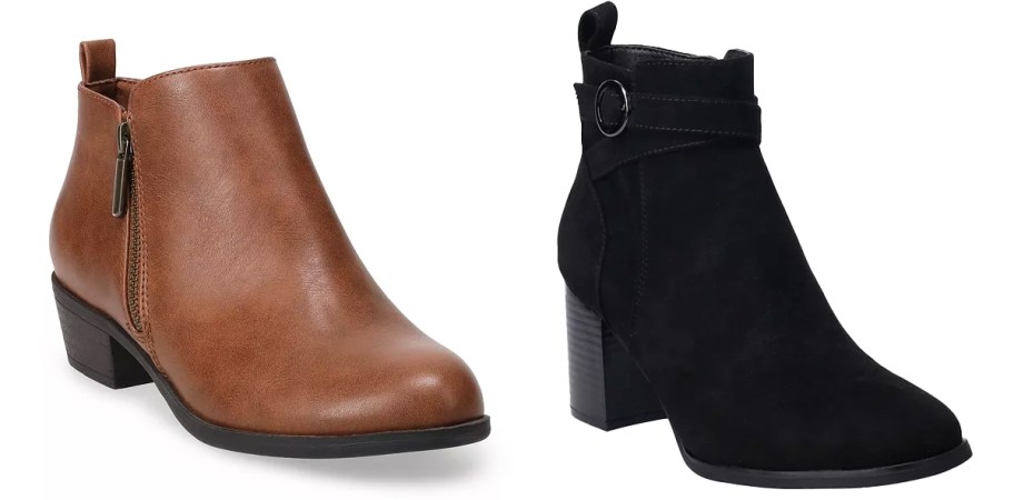 brown and black pairs of boots