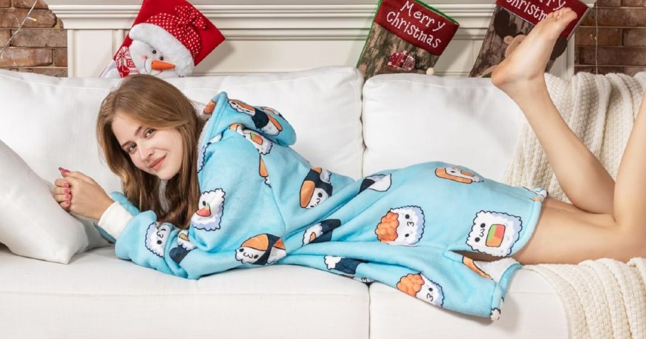 Wearable Blanket Hoodies Only $9.99 on Amazon (Fun Sushi & Cookie Prints!)