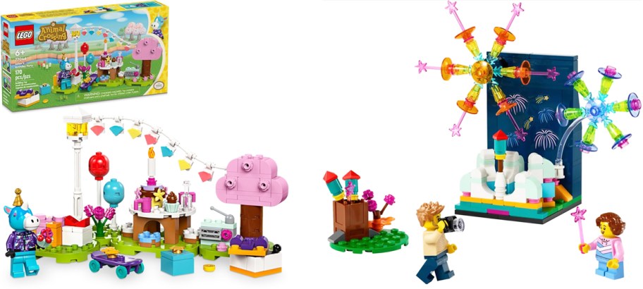 lego birthday party and fireworks scenes