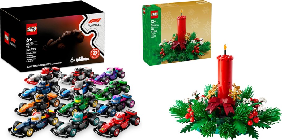 formula 1 cars and christmas table decoration lego sets