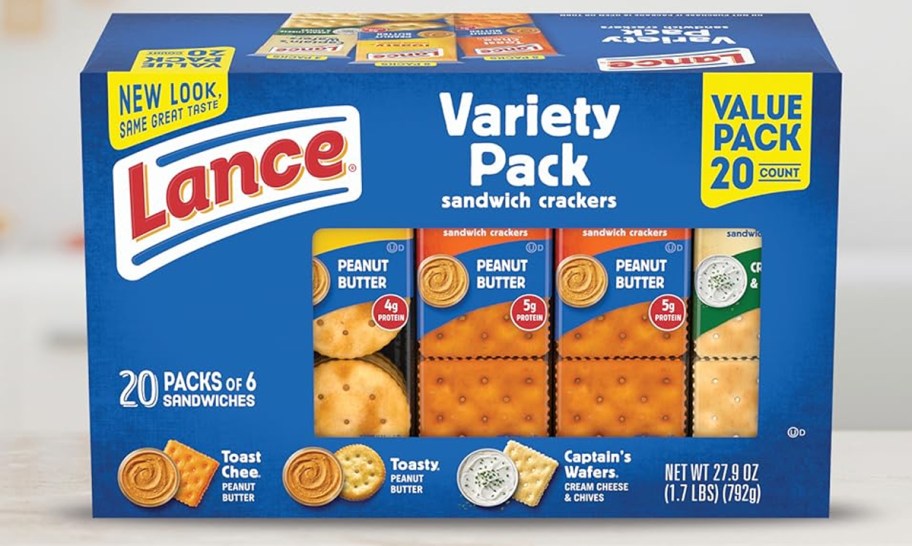 variety pack of Lance Sandwich Crackers on a counter