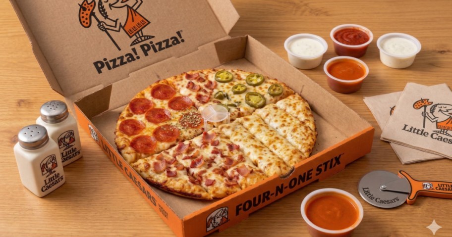 Little Caesar's Four-N-One Stix in a box 