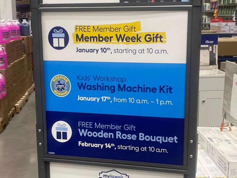 Sineage depicting Member's Week at Lowe's