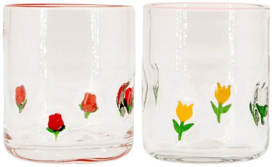 Madison Home Glasses with Roses and Tulips Icons