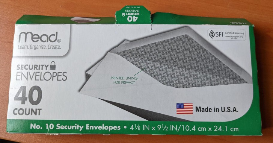 Mead Security Envelopes 40-Count Only $1 Shipped on Amazon (Reg. $5)