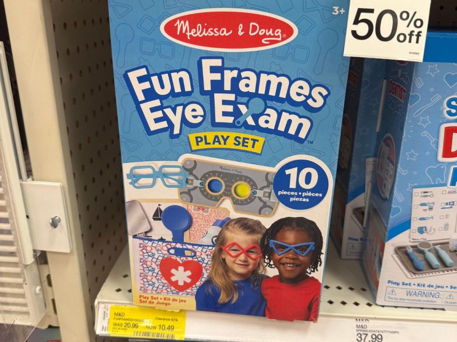 Melissa & Doug Fun Frames Eye Exam Pretend Play Set on store shelf